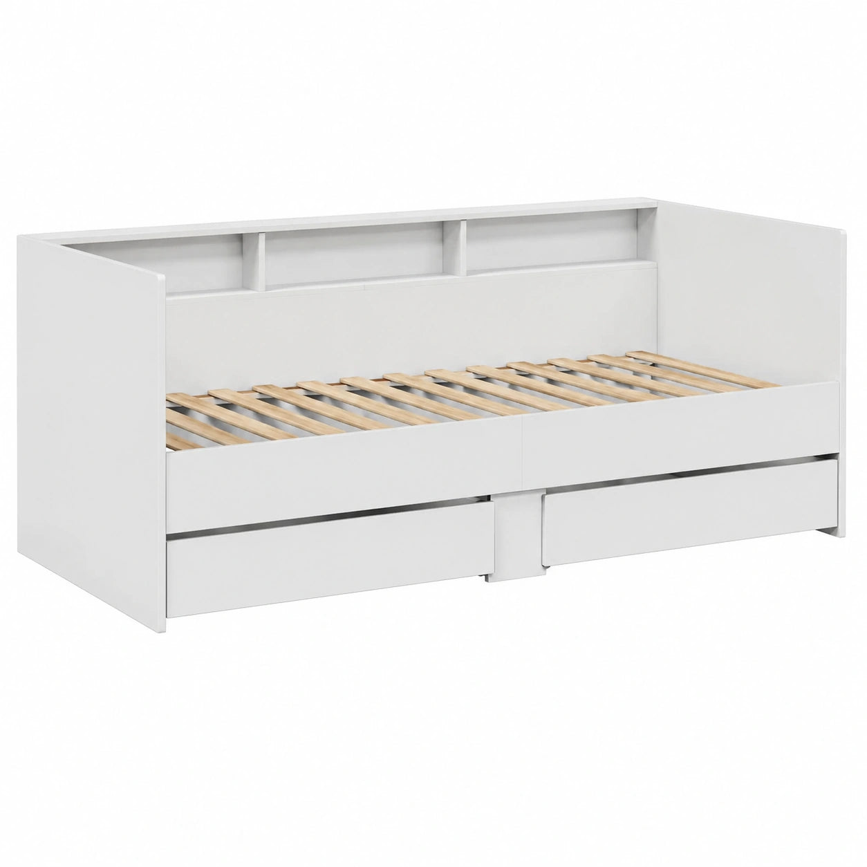 Canapé convertible, avec rangement, avec tiroirs, coloris blanc, 90 x 190 cm, pour le salon ou la chambre d’amis